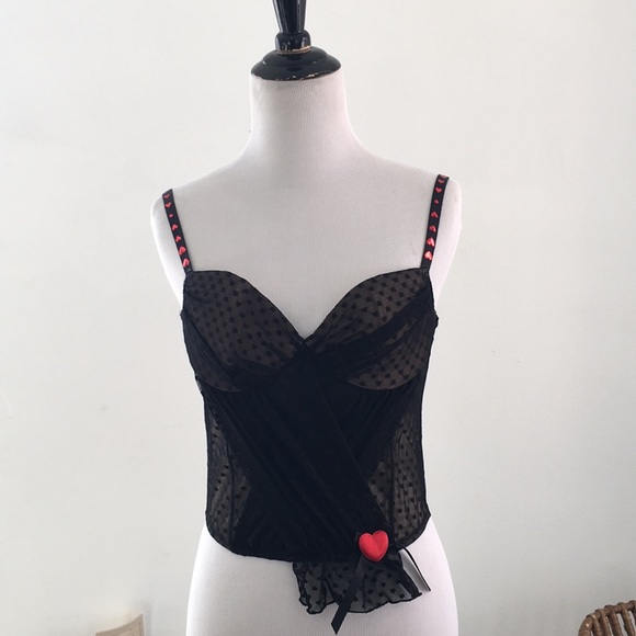 VS ❤️ black bustier cross front fishnet straps 36B